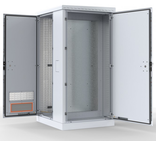 Шкаф уличный всепогодный напольный ЦМО ШТВ-2, IP65, 12U, 775х1000х600 мм (ВхШхГ), дверь: металл, кол-во отсеков: 2, цвет: серый, без нагрева, без охлаждения, (ШТВ-2-12.10.6-43А3)