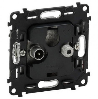 Розетка оконечная Legrand Valena Life/Allure, 2x TV/SAT, экр., внешняя, 51х58 мм (ВхШ), цвет: чёрный, (LEG.753059)