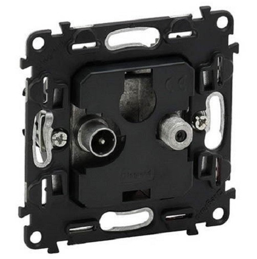 Розетка оконечная Legrand Valena Life/Allure, 2x TV/SAT, экр., внешняя, 51х58 мм (ВхШ), цвет: чёрный, (LEG.753059)