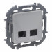 Розетка компьютерная Legrand INSPIRIA, 2x RJ45, кат. 6, неэкр., 75,8х75,8 мм (ВхШ), цвет: алюминий, (LEG.673842)