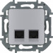 Розетка компьютерная Legrand INSPIRIA, 2x RJ45, кат. 6, неэкр., 75,8х75,8 мм (ВхШ), цвет: алюминий, (LEG.673842)
