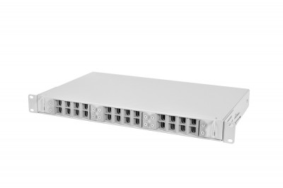 Бокс оптический ЦМО БОН, портов: 24, SC, duplex LC, ST, FC, до 48 хОВ, 1U, 45х483х264 мм (ВхШхГ), цвет: серый, выдвижной, (БОН-19-1-24-В)