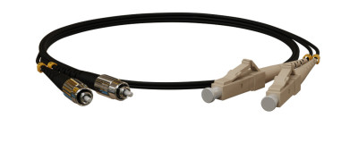 Коммутационный шнур оптический Hyperline, Duplex FC/LC (PC/PC), OM1 62,5/125, LSZH, Ø 2мм, 5м, цвет: чёрный, (FC-D2-62-FC/PR-LC/PR-H-5M-LSZH-BK)