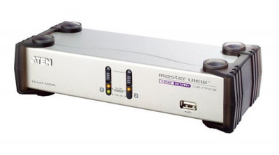 Переключатель KVM Aten, Altusen, портов: 2, 42х745х200 мм (ВхШхГ), USB, цвет: чёрный