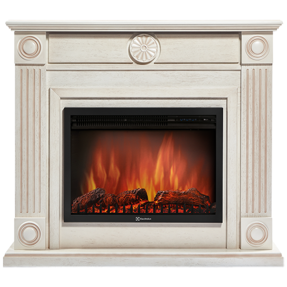 Электрокамин с широким очагом 2D Electrolux EFP/P-2720RLS с порталом Firelight Frame 25 шпон белёный дуб
