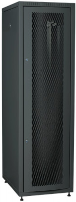 Шкаф серверный напольный ITK LINEA E, IP20, 42U, 2000х600х800 мм (ВхШхГ), дверь: перфорация, задняя дверь: металл, боковая панель: сплошная съемная, разборный, цвет: чёрный, (LE05-42U68-PM)