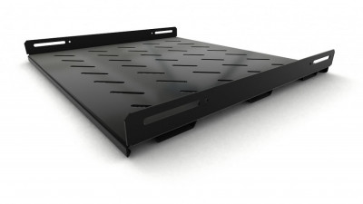 Полка Hyperline TSH3M, перфорированная, усиленная, 1U, 485х450 мм (ШхГ), нагрузка до 50 кг, для шкафов, цвет: чёрный