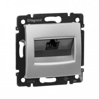 Розетка информационная Legrand Valena, 1x RJ45, кат. 5е, неэкр., внутренняя, цвет: алюминий, (LEG.770238)