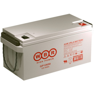 Аккумулятор для ИБП WBR GP, 174х166х350 мм (ВхШхГ),  необслуживаемый свинцово-кислотный,  12V/65 Ач, (GP12650 WBR)