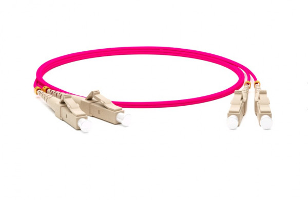 Коммутационный шнур оптический Hyperline, Duplex LC/LC, OM4 50/125, LSZH, Ø 2мм, 2,5м, цвет: маджента, (FC-D2-504-LC/PR-LC/PR-H-2.5M-LSZH-MG)