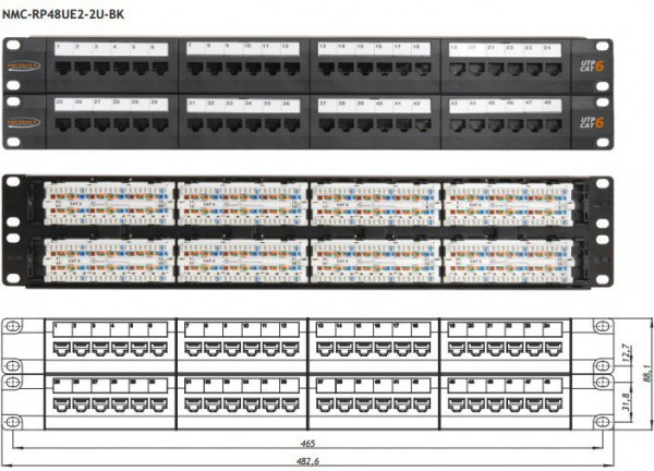 Патч-панель NIKOMAX NMC-RP48UE2-2U-BK