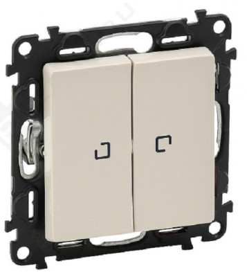 Переключатель Legrand Valena Life, двухклавишный, с подсветкой, 10АX, внутренняя, 71х71 мм (ВхШ), цвет: слоновая кость, с безвинтовыми зажимами, лампами 2 х 0,15 ма (752509)