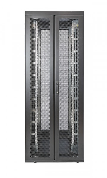 Шкаф серверный напольный Eurolan Rackcenter D9000, 42U, 2044х750х1200 мм (ВхШхГ), дверь: двойная распашная, перфорация, задняя дверь: двойная распашная, перфорация, сварной, цвет: чёрный, (60F-42-7C-97BL)