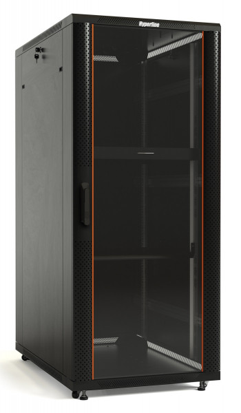 Шкаф телекоммуникационный напольный Hyperline TTB, IP20, 37U, 1833х600х1000 мм (ВхШхГ), дверь: стекло, задняя дверь: металл, боковая панель: сплошная, разборный, цвет: чёрный, (TTB-3761-AS-RAL9004)