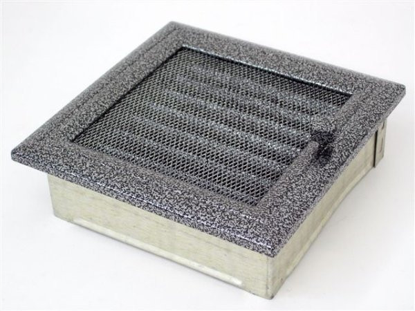 Вентиляционная решетка для камина Kratki 17х17 Оскар черная/хром с жалюзи 17OCSX