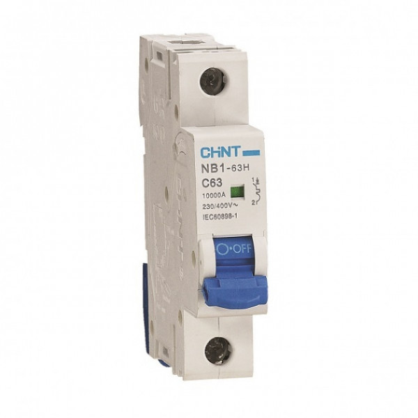 Автоматический выключатель CHINT NB1-63H, 1 модуль, C класс, 1P, 63А, 10кА, (CNT.179794)