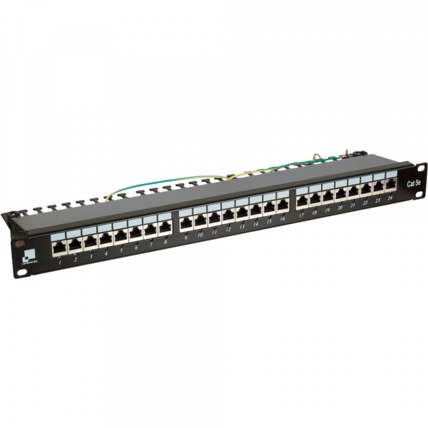 Коммутационная патч-панель Lanmaster, 19", 1HU, портов: 24, кат. 5е, неэкр., цвет: чёрный, с индикацией, (LAN-PPi24S5E)