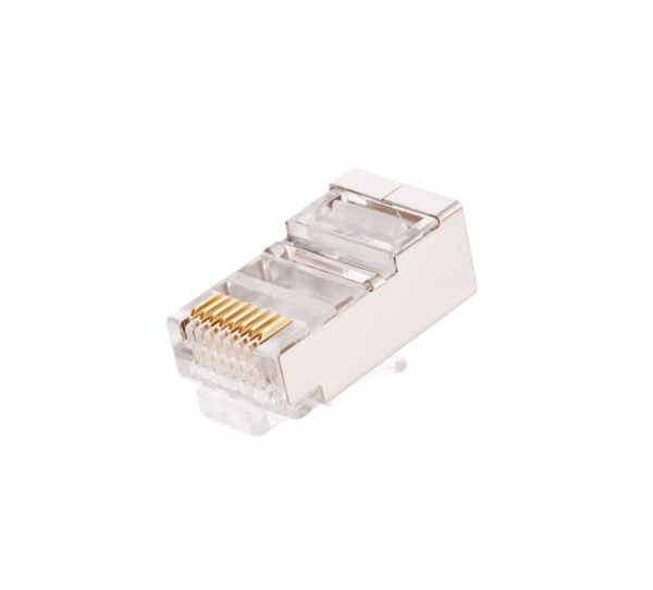 Коннектор Nikomax, RJ45(8p8c), кат. 5е, экр., круглый ввод, для одножильного и многожильного кабеля, 100 шт, цвет: прозрачный, универсальные ножи