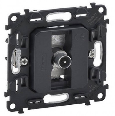 Розетка оконечная Legrand Valena Life/Allure, 1x TV, экр., внешняя, 51х58 мм (ВхШ), цвет: чёрный, (LEG.753066)