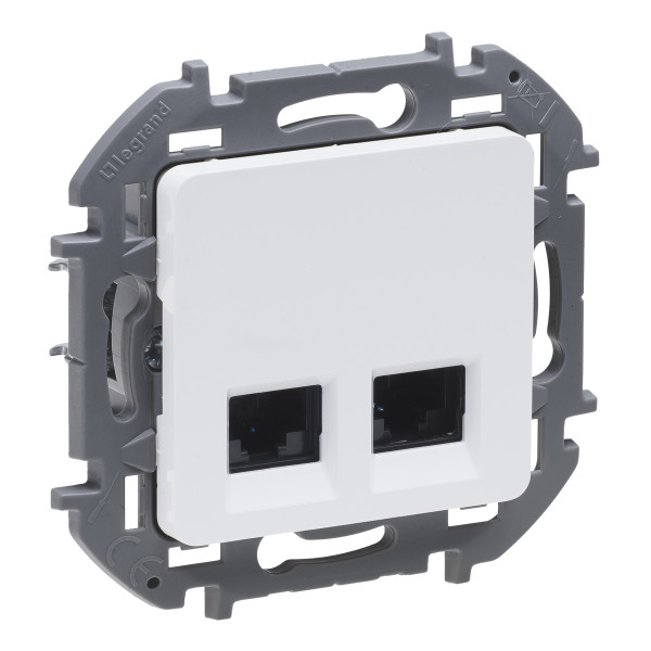Розетка компьютерная Legrand INSPIRIA, 2x RJ45, кат. 6, неэкр., 75,8х75,8 мм (ВхШ), цвет: белый, (LEG.673840)