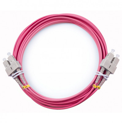 Коммутационный шнур оптический Cabeus Tight Buffer, Duplex SC/SC (UPC/UPC), OM4 50/125, LSZH, Ø 3мм, 5м, цвет: маджента, (FOP-50-OM4-SC-SC-5m)