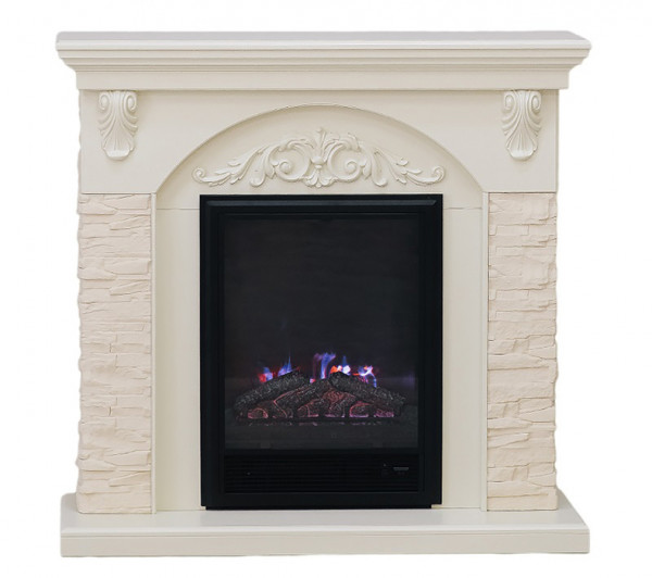 Электрокамин с классическим очагом 2D Elekam Avalon бежевый с очагом Pulsar 23G