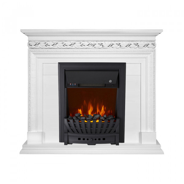Электрокамин с классическим очагом 2D Royal Flame Valletta Белый с очагом Aspen Black/Gold