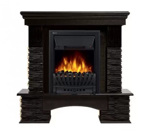 Электрокамин с классическим очагом 2D Electrolux EFP/P-1020LS с порталом Firelight Pietra Nuovo Classic камень сланец чёрный, шпон венге