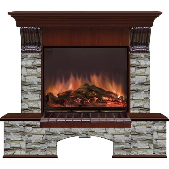Электрокамин с широким очагом 2D Glenrich Бостон (Arte 23) камень-Алтай/цвет-Красное дерево