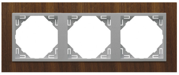 Рамка Efapel Logus90, 3 поста, плоская, универсальная, цвет: орех/алюминий, линейка "Дерево" (90930 TNA)