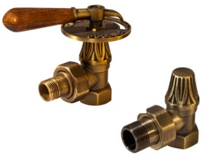 Вентиль Royal Thermo Набор дизайн-вентилей Retro Wood бронза угловой 1/2