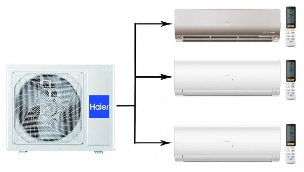Мульти сплит система на 3 комнаты Haier 3U70S2SR5FA/AS25S2SF2FA-G/AS25S2SF2FA-W*2шт