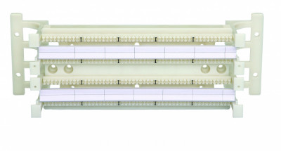 Кросс-панель Eurolan, настенная, 5HU, 100x110, кат. 5е, универсальная, неэкр., порты в 4 ряда, цвет: бежевый, с модулями, (28A-U5-1HWT)