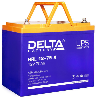 Аккумулятор для ИБП Delta Battery HRL-X, 215х166х258 мм (ВхШхГ),  необслуживаемый свинцово-кислотный,  12V/75 Ач, цвет: синий, (HRL 12-75 X)