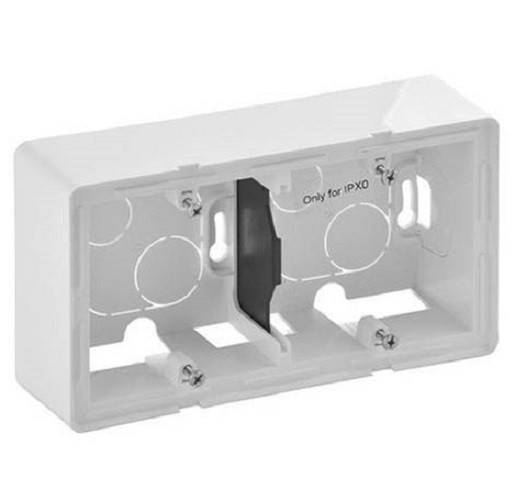 Коробка открытого монтажа Legrand Valena Life, внешняя, 89х160х44,8 мм (ВхШхГ), с крепежными винтами, 2 модуля, цвет: белый