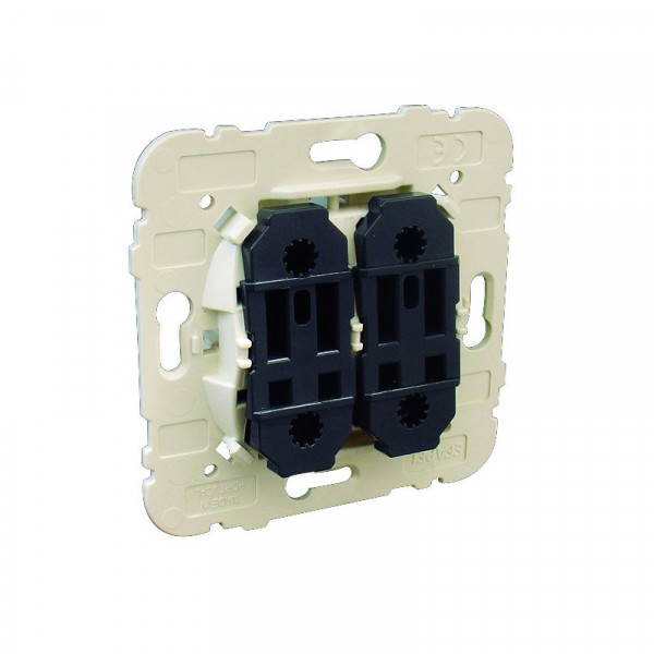 Выключатель Efapel MEC21, двухклавишный, с подсветкой, 10А, цвет: бежевый, 250 в~ (21206)