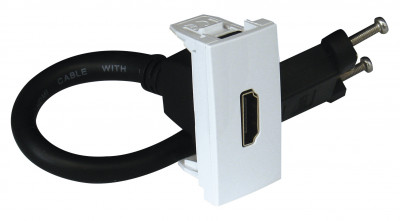 Розетка аудио/видео Efapel QUADRO 45, HDMI, без подсветки, 1 модуль, цвет: чёрный матовый, с коннектором (45435 SPM)