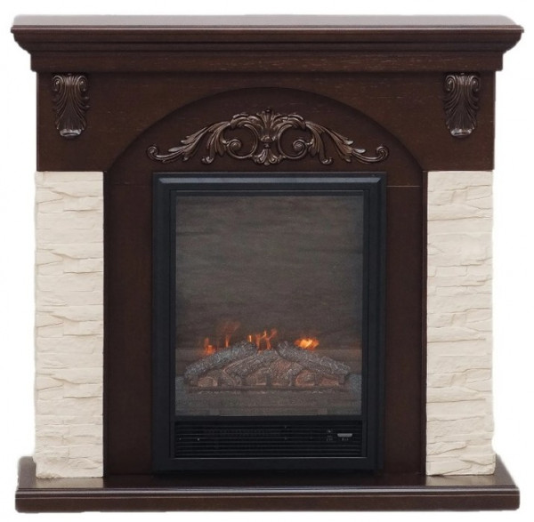 Электрокамин с классическим очагом 2D Elekam Avalon темный дуб с очагом Pulsar 23G