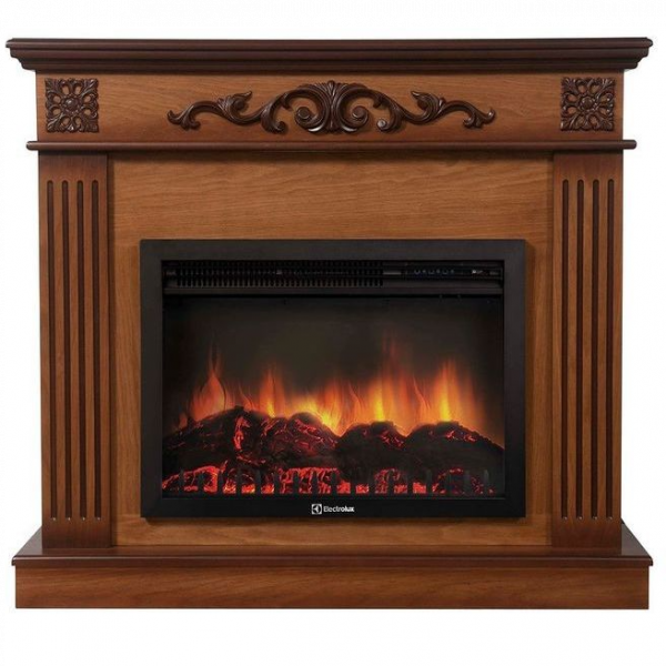Электрокамин с широким очагом 2D Electrolux EFP/P-2720RLS с порталом Firelight Noce 25 орех