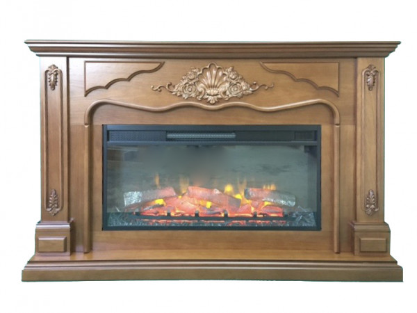 Электрокамин с широким очагом 3D InterFlame Версаль (коньячный дуб; дуб) с очагом Foton 36 QZ