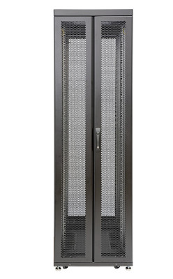 Шкаф серверный напольный Eurolan Rackcenter D9000, 42U, 2044х600х1200 мм (ВхШхГ), дверь: двойная распашная, перфорация, задняя дверь: двойная распашная, перфорация, боковая панель: съемная, 2 части, сварной, цвет: чёрный, (60F-42-6C-95BL)