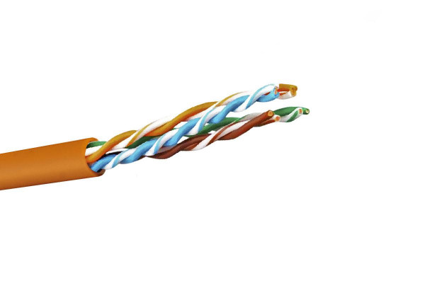 Кабель витая пара Datarex, U/UTP, 4 пар., кат. 6, проводник Ø 0,91мм, AWG24, LSZH (нг(A)-HF), 100МГц, 1м (катушка 500м), тип прокладки: внутри зданий, цвет: оранжевый