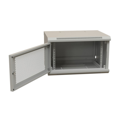 Шкаф телекоммуникационный настенный WRline TW, 19", 6U, 367х600х450 мм (ВхШхГ), дверь: перфорация, боковая панель: сплошная несъемная, разборный, цвет: серый