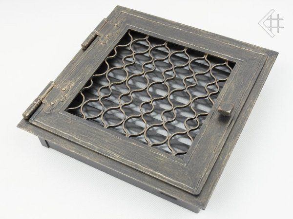 Вентиляционная решетка для камина Kratki Ретро графит с одной дверкой открывающаяся 22х22 RETRO1/22/G/A