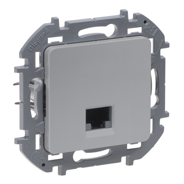 Розетка компьютерная Legrand INSPIRIA, 1x RJ45, кат. 6, неэкр., 75,8х75,8 мм (ВхШ), цвет: алюминий, (LEG.673832)