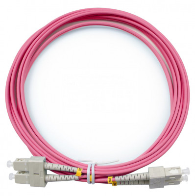 Коммутационный шнур оптический Cabeus Tight Buffer, Duplex SC/SC (UPC/UPC), OM4 50/125, LSZH, Ø 3мм, 3м, цвет: маджента, (FOP-50-OM4-SC-SC-3m)