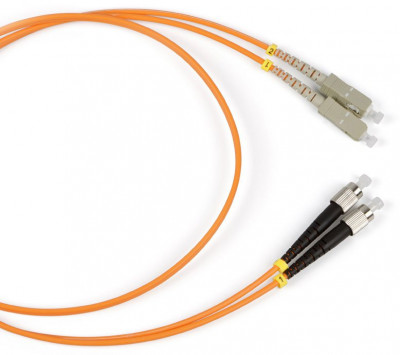 Коммутационный шнур оптический Hyperline, Duplex ST/SC, OM1 62,5/125, LSZH, Ø 2мм, 15м, цвет: оранжевый, (FC-D2-62-SC/PR-ST/PR-H-15M-LSZH-OR)