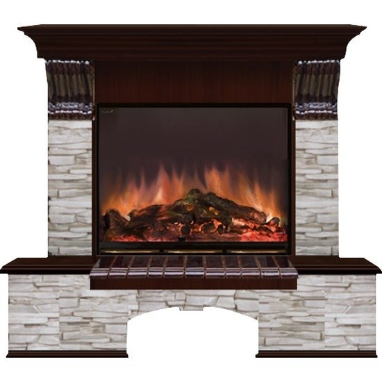 Электрокамин с широким очагом 2D Glenrich Бостон (Arte 23) камень-Мисхор/цвет-Дуб 46