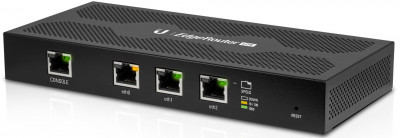 Маршрутизатор Ubiquiti, портов: 3, 28х91х197 мм (ВхШхГ), цвет: чёрный, способ питания: 12В, ERLite-3