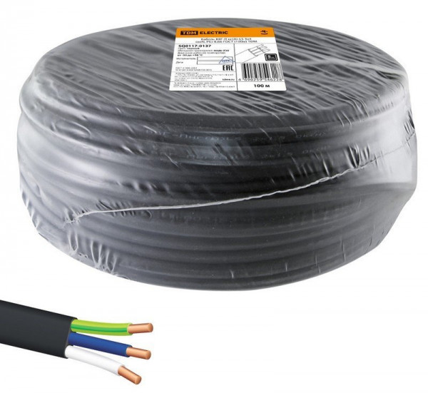 Кабель силовой огнестойкий, не распространяющий горение, с низким дымо- и газовыделением ВВГ-П нг(А)-LS 3х4 ок(N, PE)-0,66 ГОСТ